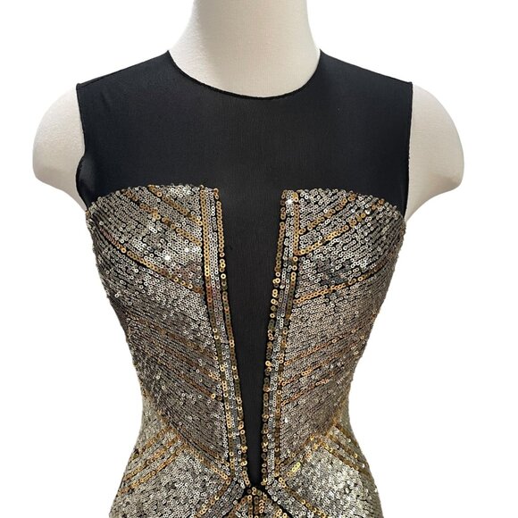 Bebe Bling Dress XXS - Sequin Embellished Mesh Panel Bodycon Party/Cocktail - Picture 4 of 8